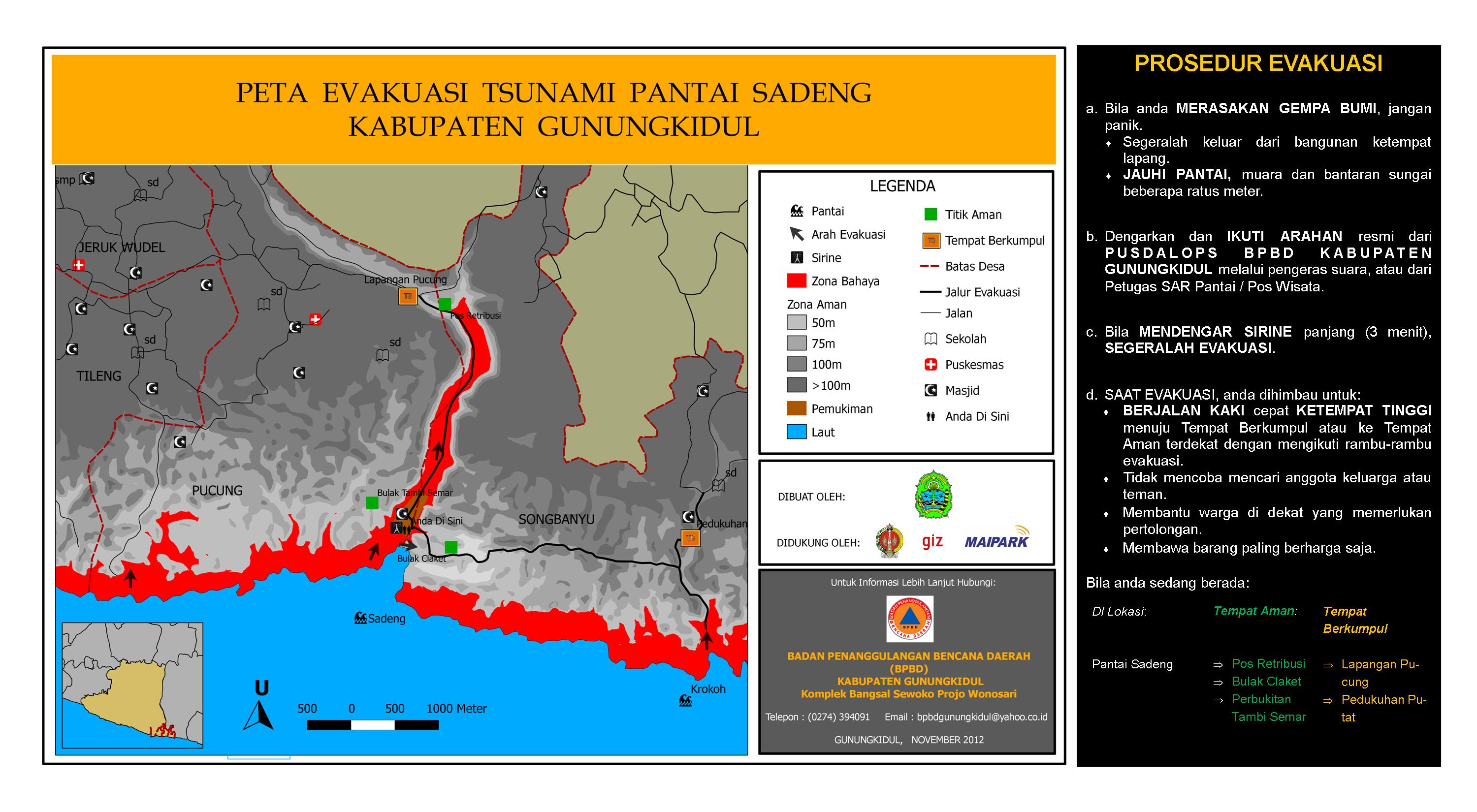 Peta Evakuasi <b>Tsunami</b> Pantai Sadeng.